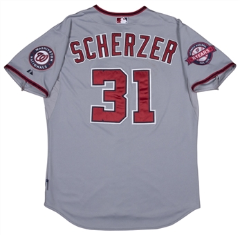 2015 Max Scherzer Game Used Washington Nationals Road Jersey for 100th Career Win (MLB Authenticated)
